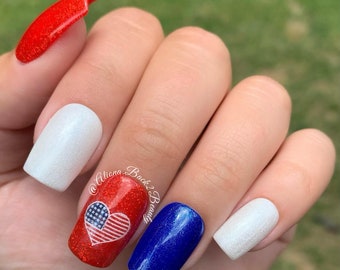 Red, White, and Blue Patriotic Press on Nails/ 4th of July Nails