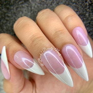 Luxury Pink and White French, Minimalistic Valentines Press on Nails, Elegant Press on Nails, Luxury Press On Nails