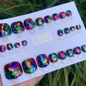 Colorful Festival Press On Toenails/ Carnival Press on Toenails