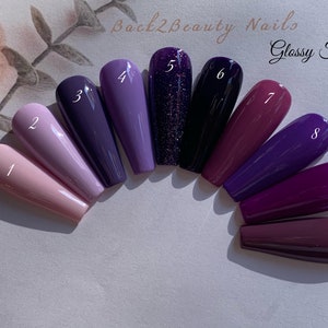 Purple Press on Nails with Glossy or Matte Finish/ Handmade glue on Nails/ Fake Nails/ Reusable Press Nails/ Coffin/ Stiletto/ Square/Almond