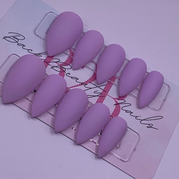 Ready to Ship Matte Light Purple Press on Nails/ Handcrafted Press on Nails/ Standard size M / Medium stiletto