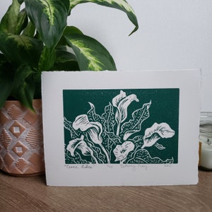 Canna Lilies - Handpress Lincut Print
