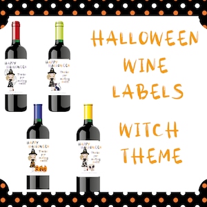 Halloween Witch Labels | Wine Bottle Labels | Host/Hostess Gift | Halloween Party Gift | Printable