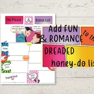 Honey-Do List; Happy Husband To Do List; Fun & Romantic Please and Kisses List