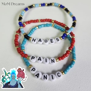 Hades, Pain and Panic - Disney Inspired Bracelets (Set of 3).