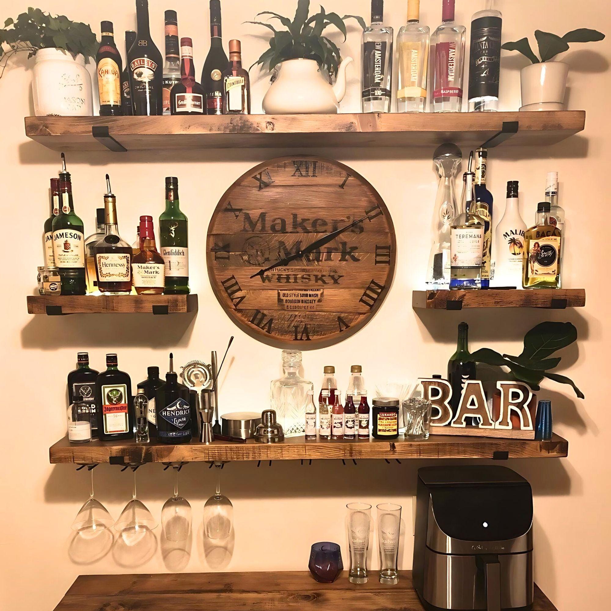 Bar Shelves Whiskey Shelf Liquor Shelving Alcohol Storage Wooden Wine Rack Basement Bar Ideas Mancave Wall Decor Sold Individually Etsy