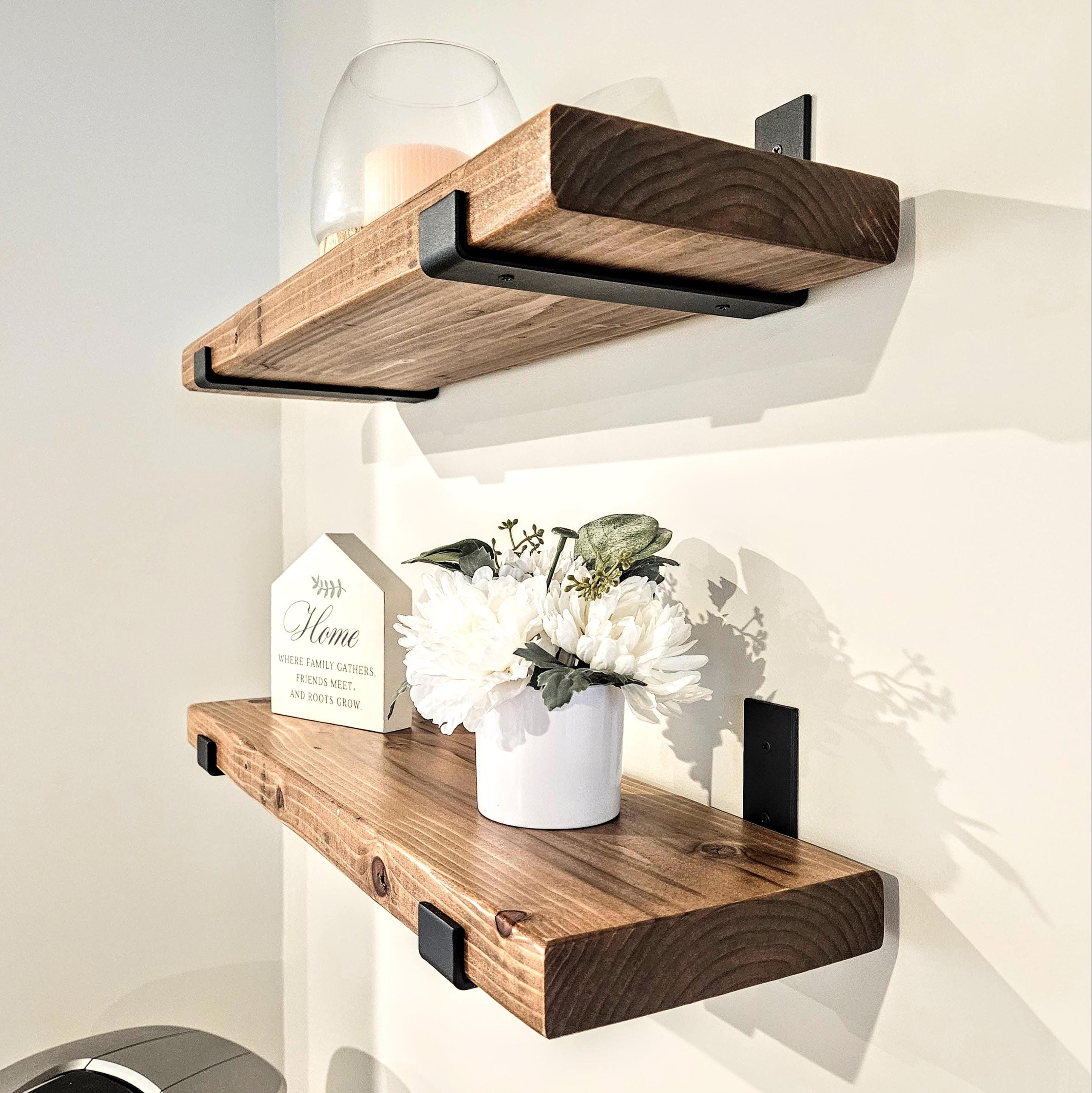 Bathroom Shelves, SET OF 2, Above Toilet Shelf, Powder Room Shelving, Washroom Storage, Bathroom Wall Decor, Real Wood Organizer