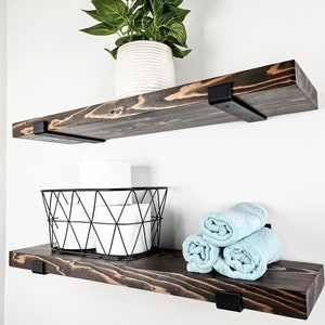 Floating Shelves, Set of 2, Solid Wood Shelving with Heavy-Duty Brackets image 9