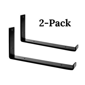 2 PACK Heavy-Duty Floating Shelf Brackets, Industrial Metal J-Shaped Brackets with Lip