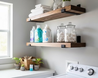 Laundry Room Shelves, Set of 2, Custom Real Wood Shelving for Laundry Storage