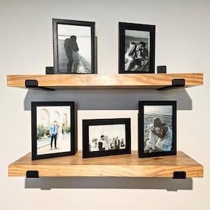 Picture Ledge Shelves – SET OF 2 – Floating Photo Shelf with Brackets – Gallery Wall Shelving