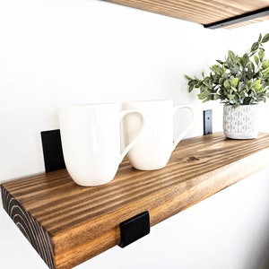 Floating Shelves, Set of 2, Solid Wood Shelving with Heavy-Duty Brackets image 2