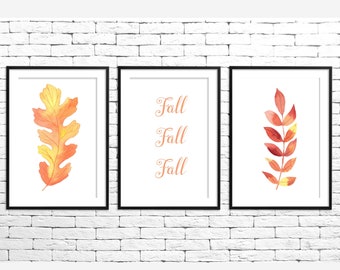 Watercolor Autumn Leaves, Fall Print, fall Leaves wall art, Fall Art Print, Fall Leaves Print, Fall Decor, Autumn Decor, home decor.