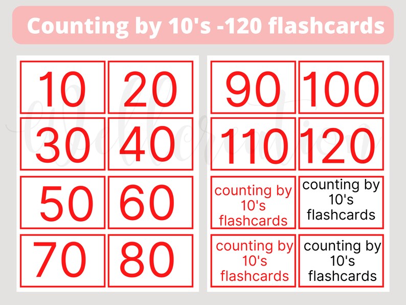 1120 Numbers Flashcards Printable Math Learning Activity Etsy