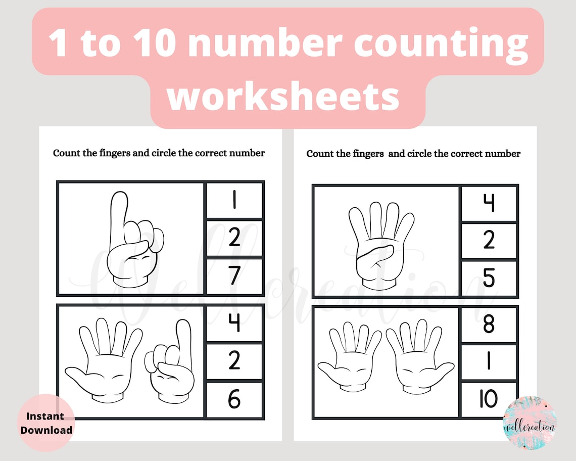 1 to 10 Counting Math Worksheet Printable Pre-k and Kindergarten. - Etsy