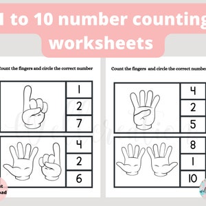 1 to 10 Counting Math Worksheet Printable Pre-k and Kindergarten. - Etsy