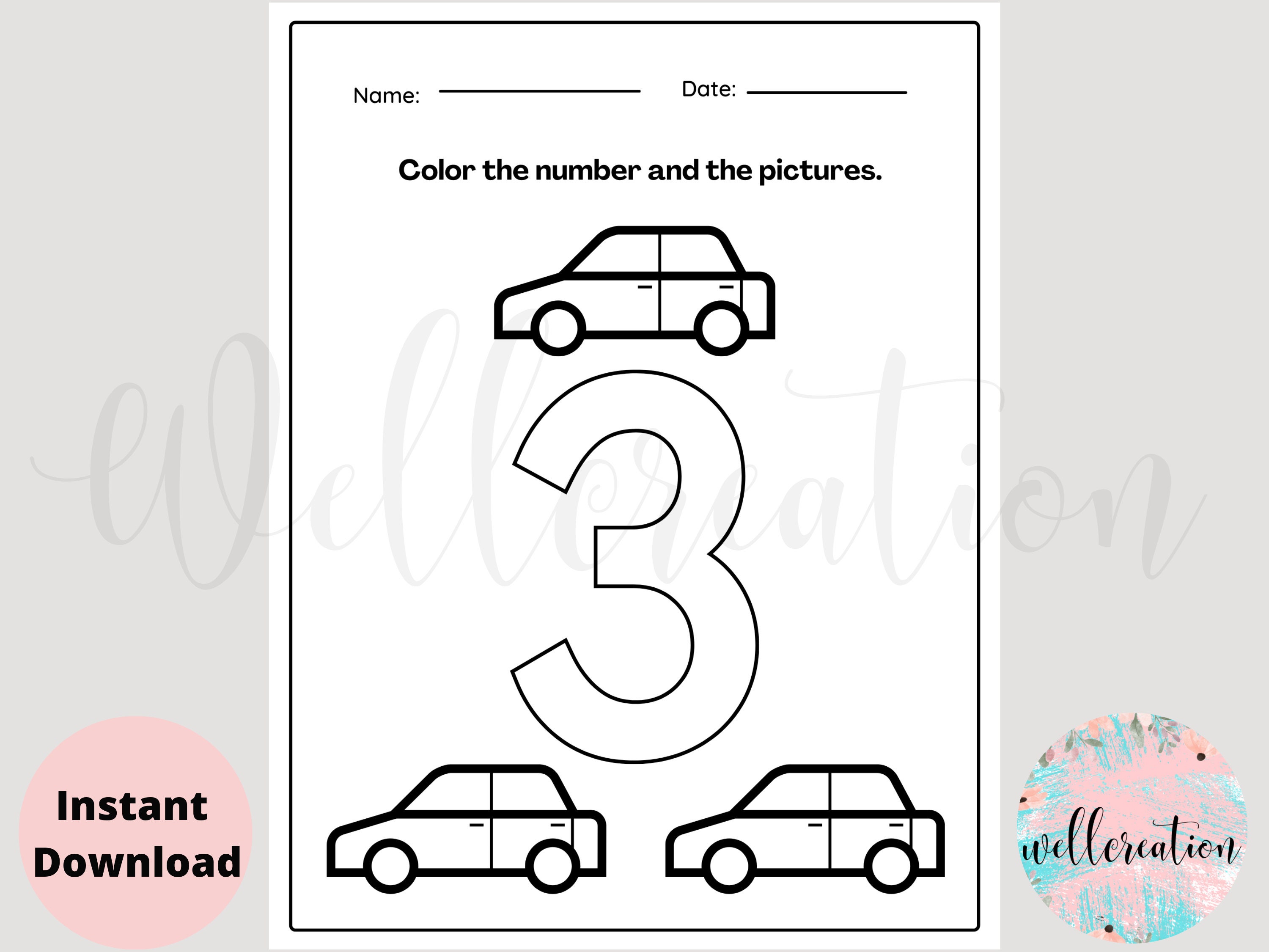 Big Number and Picture Coloring Pages 1 to 10 for Kids, Preschool ...