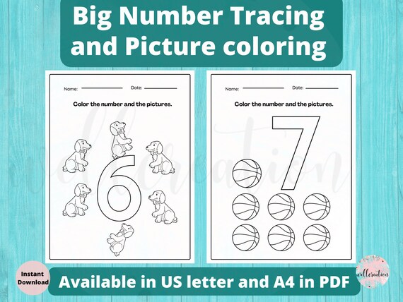 Big Number and Picture Coloring Pages 1 to 10 for Kids - Etsy