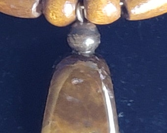 Wooden Beaded Bracelet with Tiger Eye