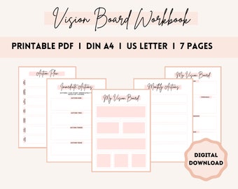 Vision Board Workbook | Printable Goal Planner | Vision Board Kit | Mindset Guide Digital | Manifestation Kit | Instant Download