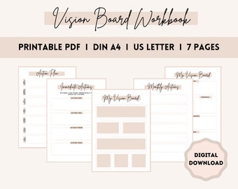 Vision Board Workbook | Printable Goal Planner | Vision Board Kit | Mindset Guide Digital | Manifestation Kit | Instant Download