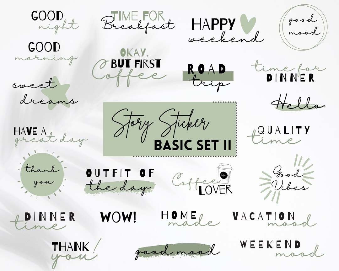 Instagram Story Sticker DAILY BASIC II Green | Sticker Set | Everyday ...
