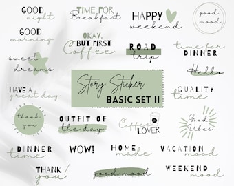 Instagram Story Sticker DAILY BASIC II grün | Sticker Set | Everyday | Influencer | Storyelemente | Aufkleber | Englisch | Instant Download