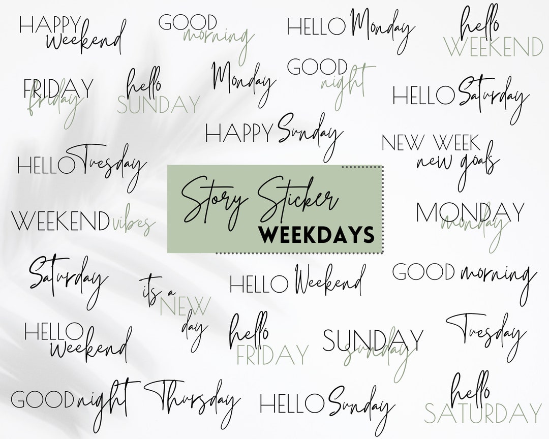 Instagram Story Sticker WEEKDAYS | Lettering | Everyday | Sticker Set ...