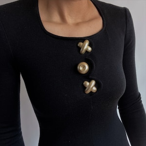 Abito in maglia maglione aderente nero XOXO vintage anni '90 piccolo medio