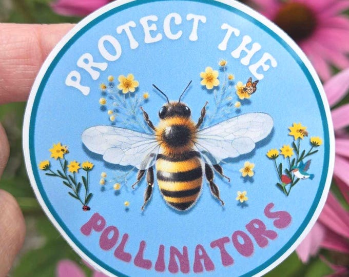 Pollen Sticker Bee Sticker: Waterproof Vinyl Decal - Protect the Pollinators 2.5
