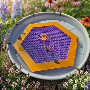 Floating Bee Island with Bee Mosaic: 3D-Printed Waterer