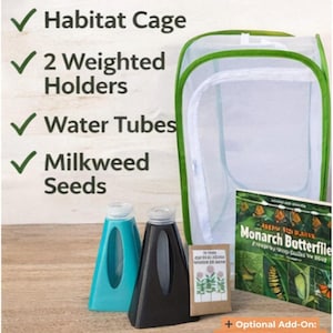 Kit para la cría de mariposas monarca con jaula de hábitat, semillas de algodoncillo y soportes, kit de ciencia STEM para niños. imagen 2