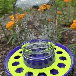 Bee Waterer Ring & Base Combo Without Jar | Fits Poultry or Mason Jar | Safe Bee Feeder Insert | Pollinator Garden Supply | Beekeeping Tool