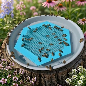 Floating Bee Island, Bee Waterer, Bee Water Station, Colorful Bee Insect Waterer, Beekeeper Gift, Bird Bath, Bee Raft, Pollinator Hydration