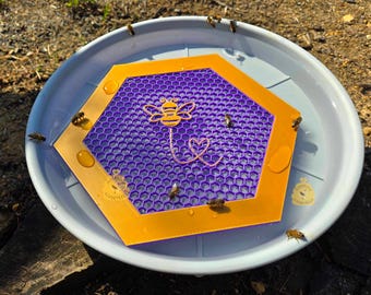 Floating Bee Island with Bee Mosaic, Bee Waterer, Bee Water Station, Colorful Bee Insect Waterer, Beekeeper Gift, Bird Bath