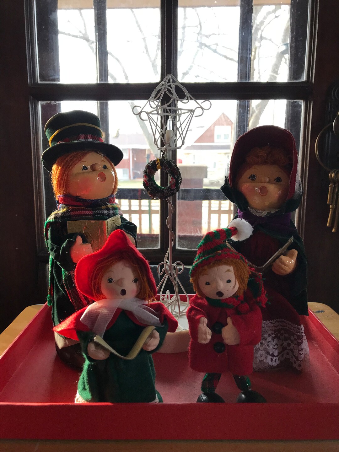 Vintage Paper Mache Family of Carolers Etsy