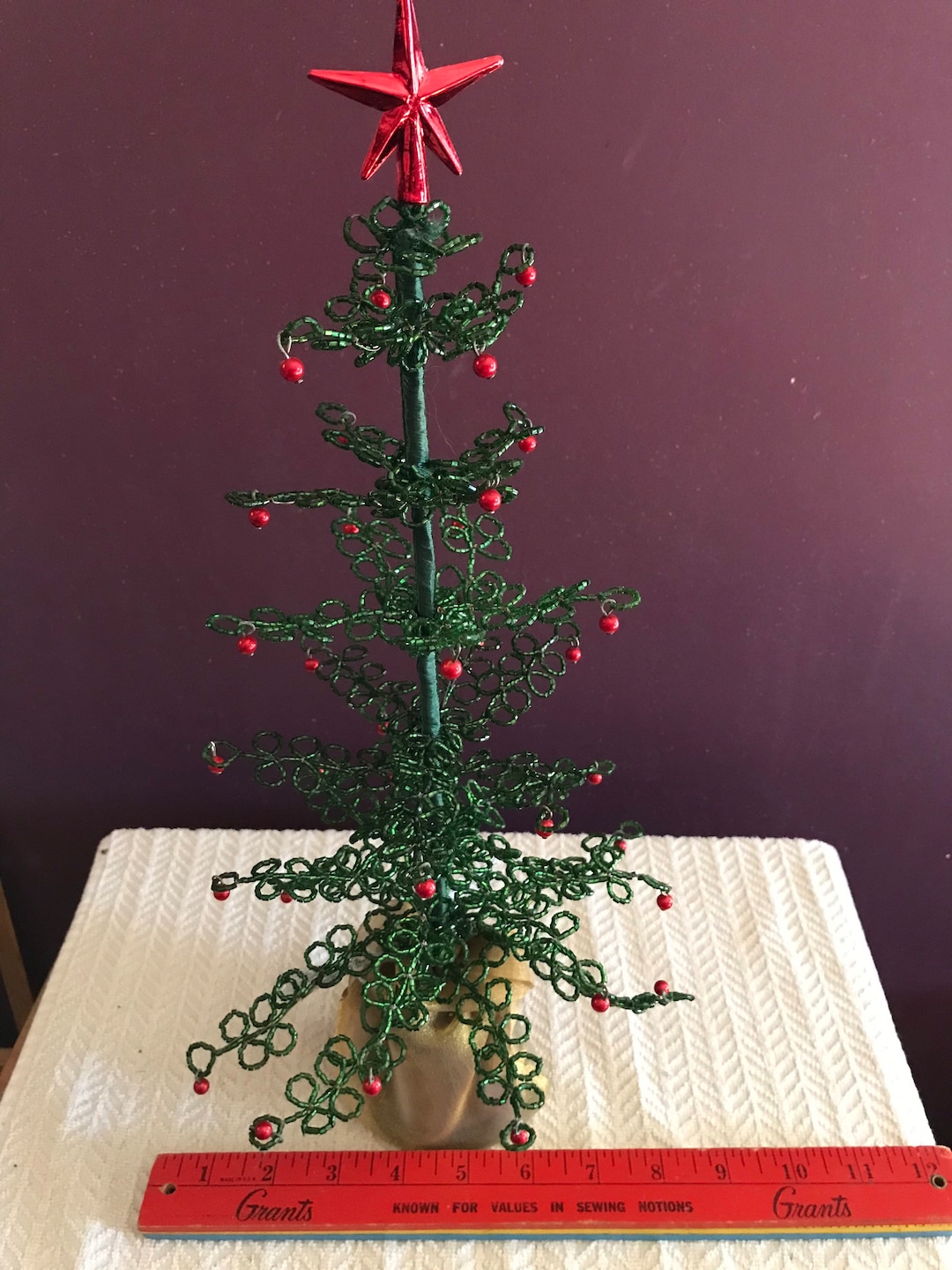 Vintage Westrim Green Beaded Christmas Mini Tree Ready Made - Etsy