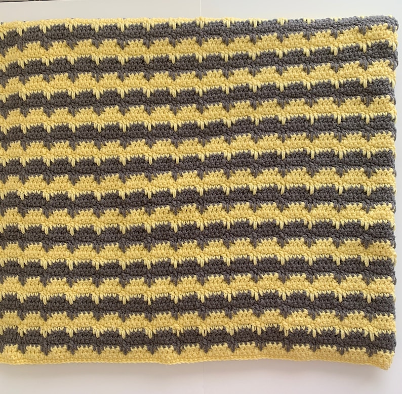 Yellow and Gray Afghan / Blanket Etsy
