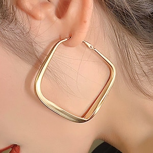 Square Gold Hoop Earrings, Hoop Square Dangle Earrings, Square Hoops, Geometric Gold Hoops, Gold Dangle Earrings, Square Gold Hoops