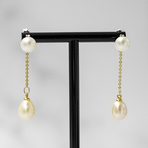 Teardrop Pearl Earrings, Bridesmaid Earrings, Wedding Favors, Two ways Pearl Dangle Earrings, Dangle Earrings, Bridal Pearl Earrings (8-9mm)