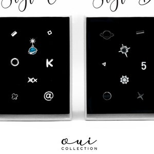 Silver  Black Stud Earrings Set, Mini Stud Earring Set, Unisex Studs, Mix & Match Studs, Earring Set, Tiny Stud Earrings Set, Gift for her