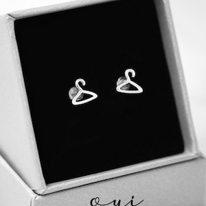 Hanger Studs, Silver Hanger Stud Earrings, Clothes Hanger Stud Earrings, Cute 925 Silver Hanger Studs, Coat Hanger Silver Earrings Push Back
