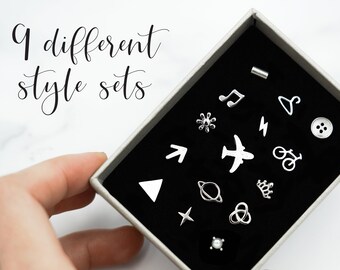 Silver Stud Earrings Set, Mini Stud Earring Set, Mix & Match Studs, Gift Set, Earring Set, 925 Silver, Tiny Stud Earrings, Gift for her