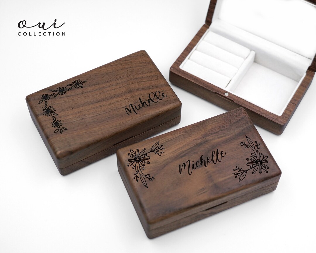 Personalized Wood Jewelry Box, Travel Jewelry Box, Custom Engraved