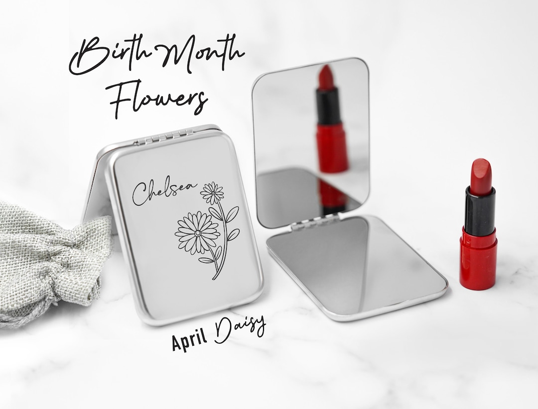 Brth Month Flower Mrror, Brth Month Flower Pocket Mrror For