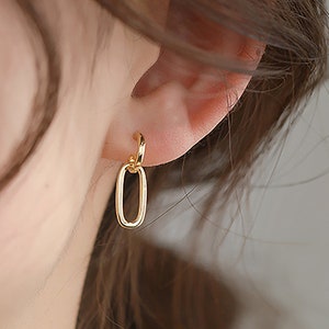 Rose Gold Dangle Earrings, Silver, Yellow Gold Dangle Earrings, Unisex Silver Hoops, Dangle Earrings, Unisex Hoops, Dainty Hoops