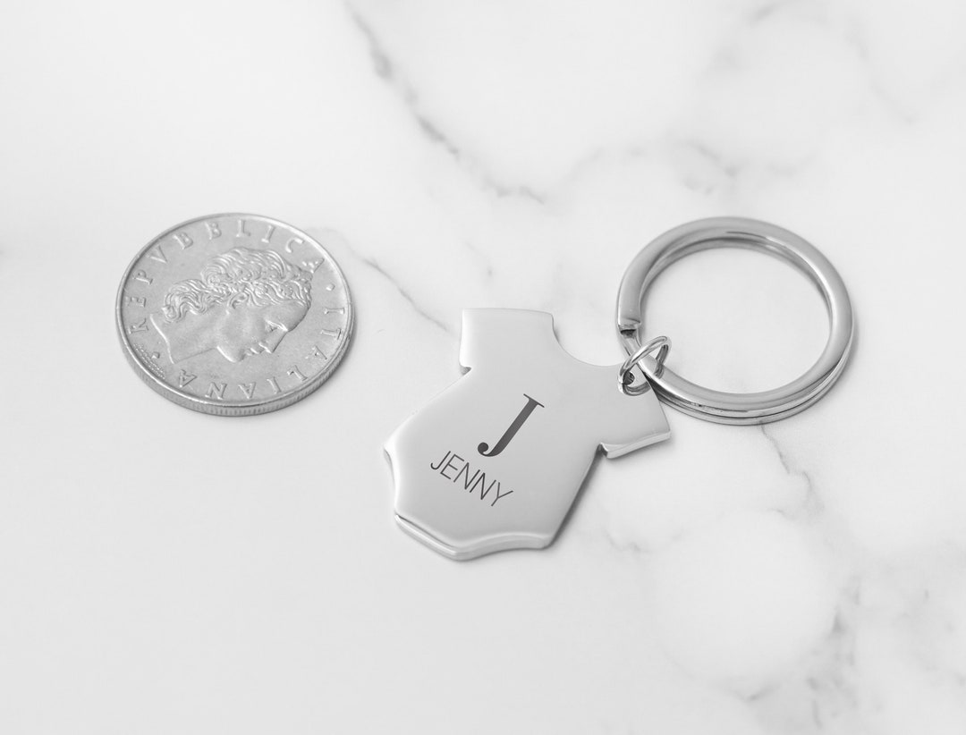 Personalized Baby Shower Gift , Engraved Keychain , Gift for Parent, Baby Body Suit Keychain