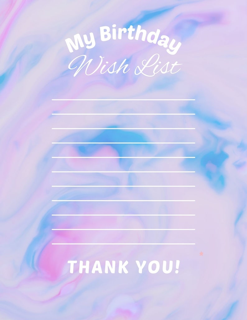 Birthday Gift Wish List Set Printable Instant Download Print - Etsy
