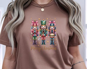 Rosa Nussknacker Komfort Farben Weihnachts-T-Shirt, Vintage Feiertags-Hemd