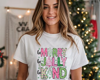 Var glad, var glad, var snäll, var snäll, jul-T-shirt för lärare, högtidsskola, vänlighetscitat, present till lärare